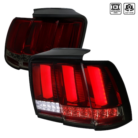 Spec-D Tuning 99-04 Ford Mustang Ford Mustang Sequential LED Tail Light - Red/Smoke LT-MST99RGLED-SQ-TM